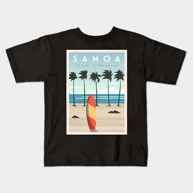Samoa surf beach Kids T-Shirt by SerenityByAlex